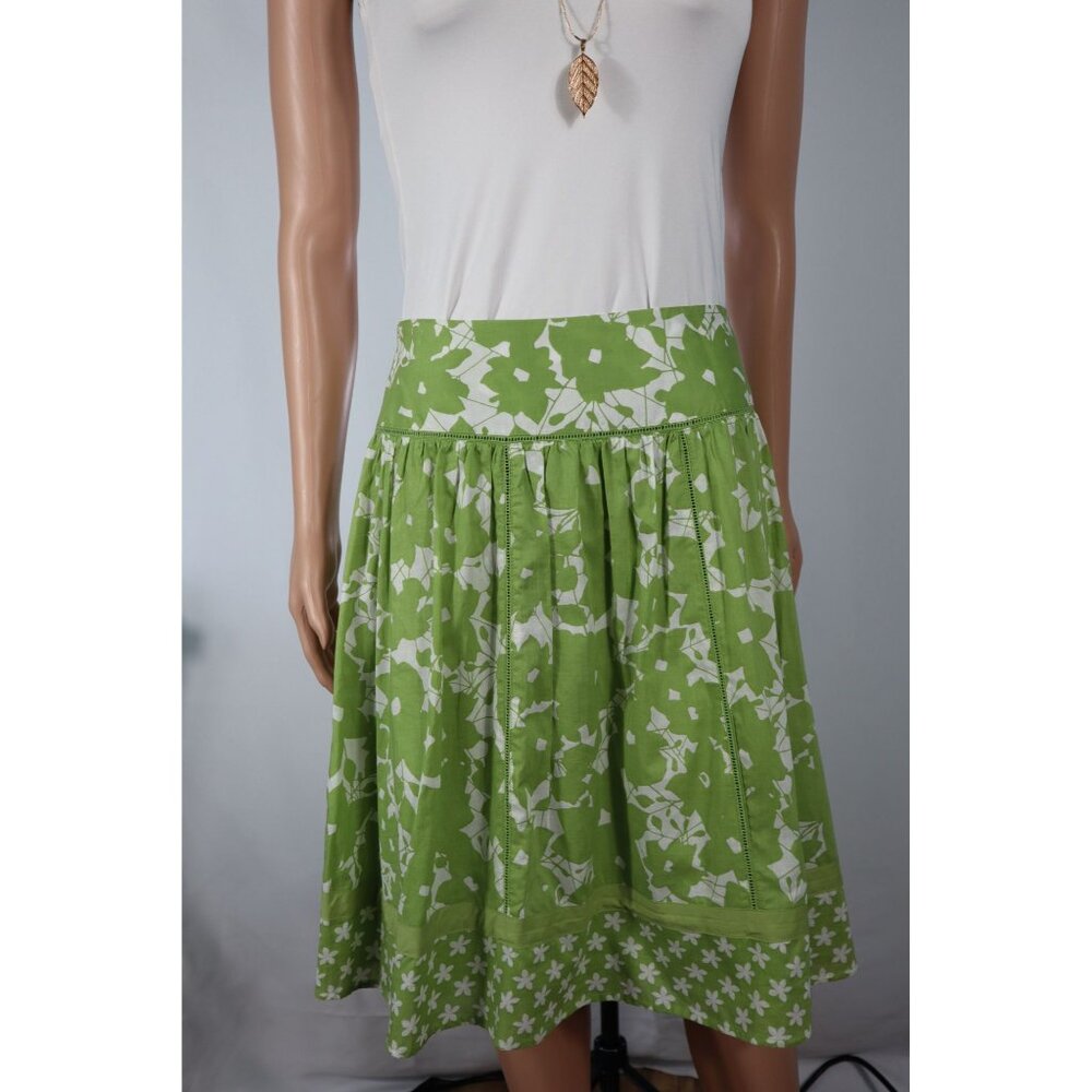 Apt 9‎ Women's Green & White Floral Print Skirt Size 8